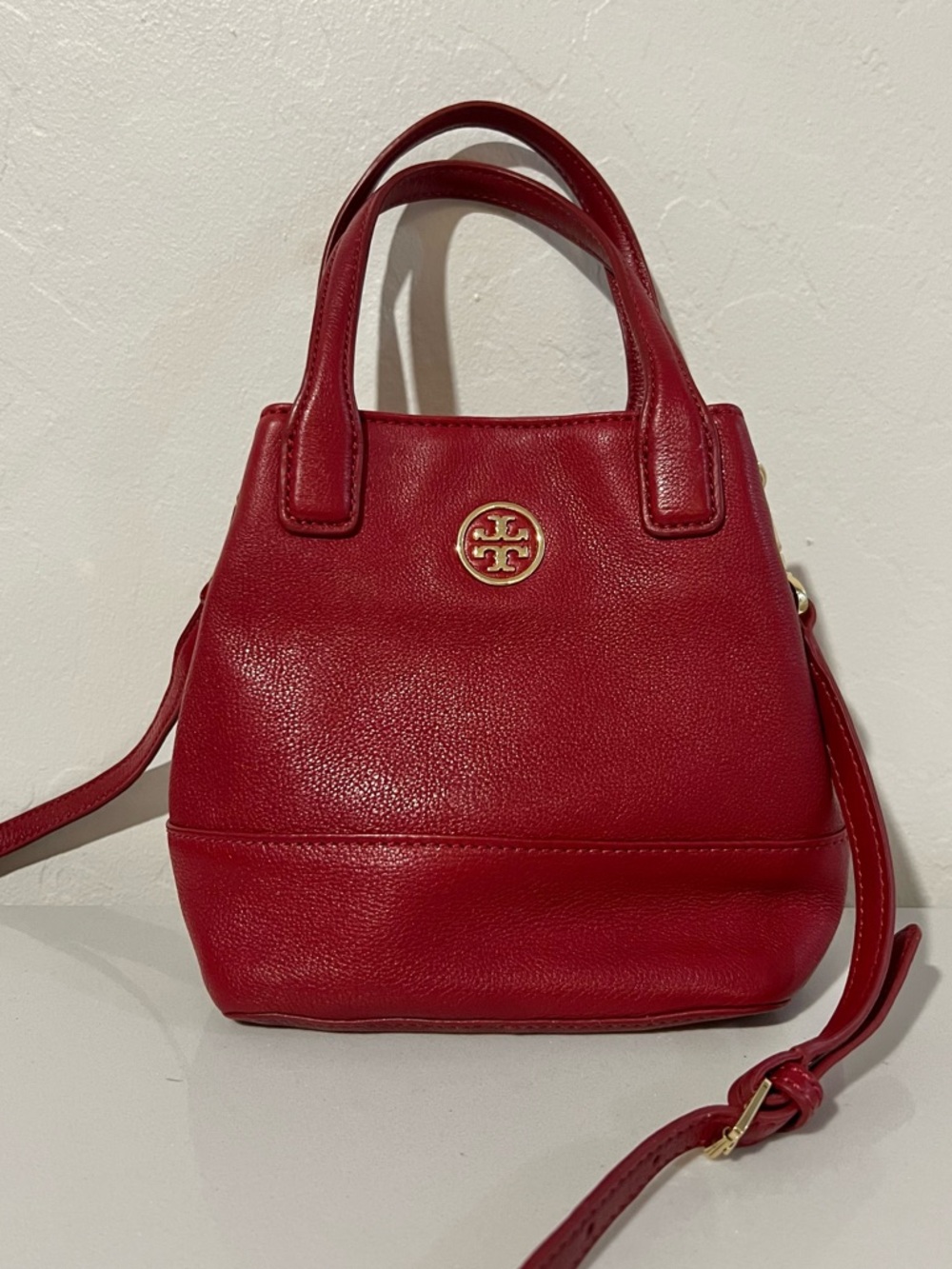Tory Burch Tiny Michelle Mini Tote Red Leather Crossbody Bag